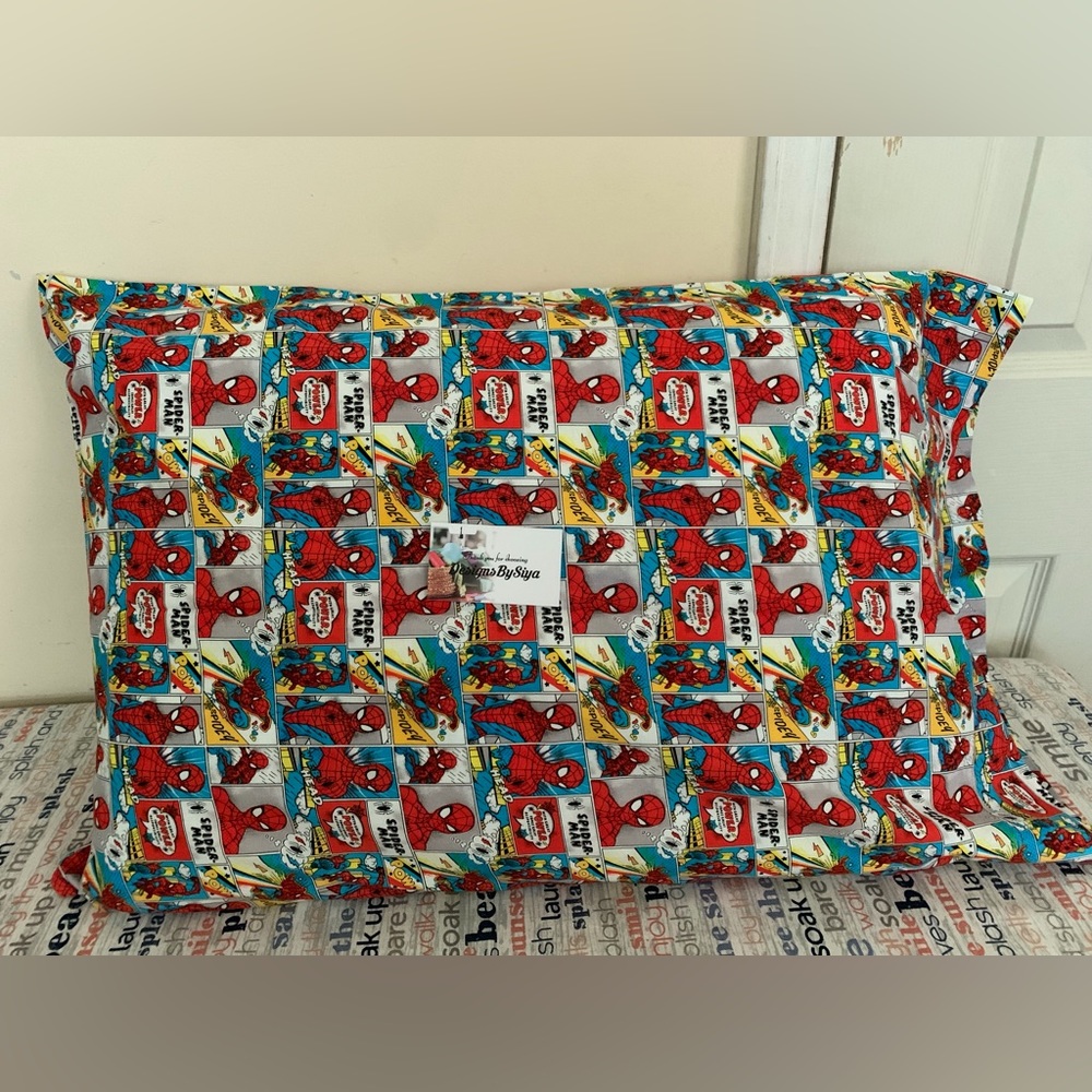 New Spider Man Print Pillow Cover (hand sewn)